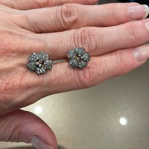 Pave diamond flower earrings by Aviva Rose